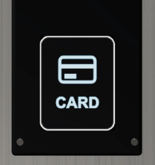 RFID card reader head on the turnstile pillar